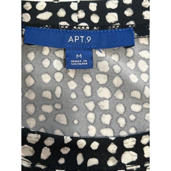 Apt. 9 Black & White Print Dress With Roll Tab Sleeves And Pockets, Size Medium - Picture 4 of 8